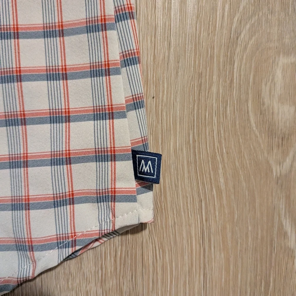 Mizzen+Main Leeward Shirt Men's Medium Trim Fit  Plaid Short Sleeve Stretch